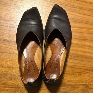 CYDWOQ Women's Black Leather Shoes Swirl